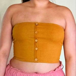 Mustard Tube Crop Top